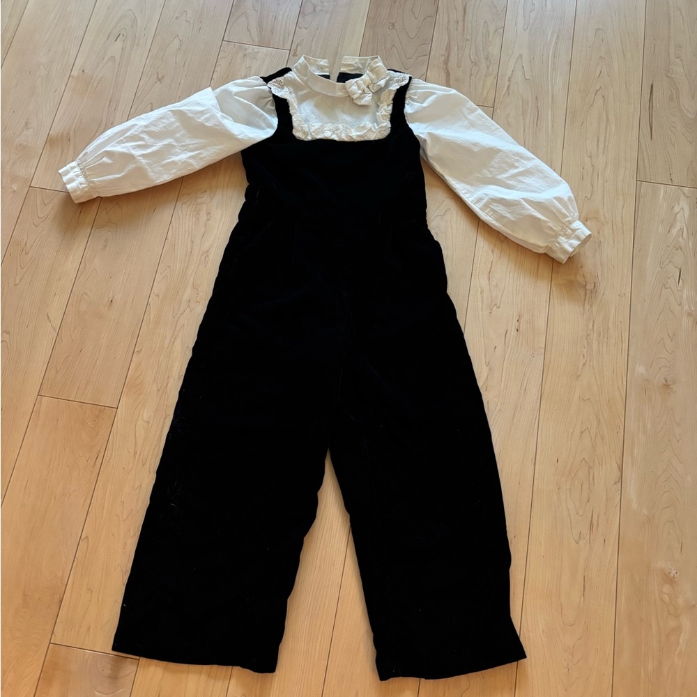Janie and Jack Elegant Black and Cream Jumpsuit